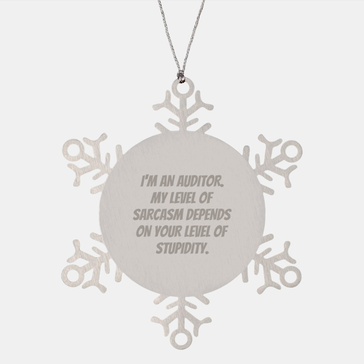 Funny Auditor Gifts from Friends, Christmas Unique Snowflake Ornament, I'm An Auditor Sarcasm Level Depends On Your Level Of Stupidity Auditor Gift - Image 1