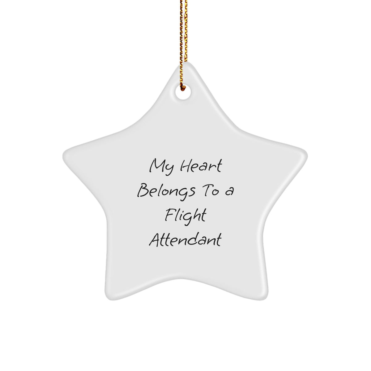 Funny Flight Attendant Gifts from Friends for Christmas Star Ornament - My Heart Belongs To A Flight Attendant - Image 1