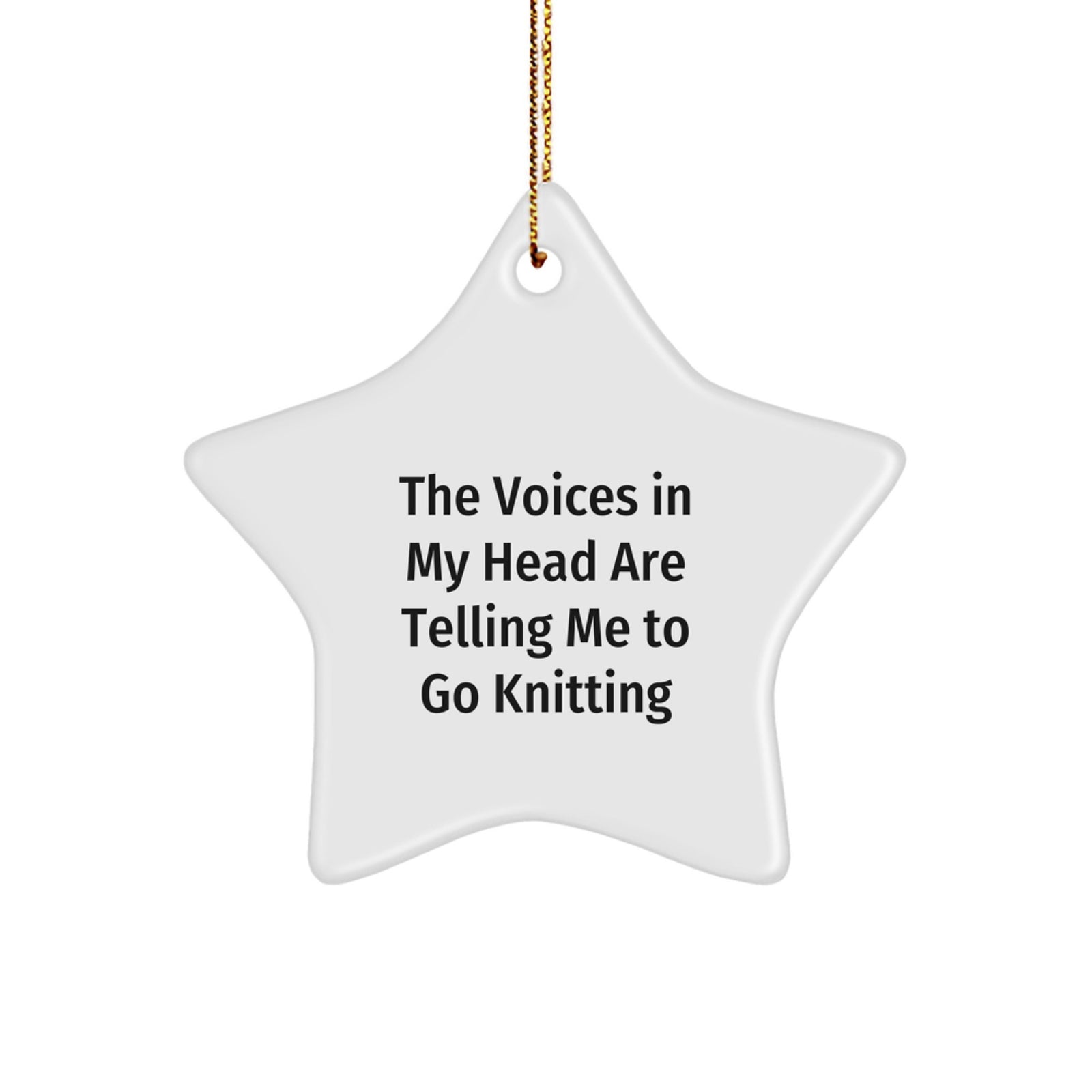 Knitting Star Ornament Gifts from Friends for Christmas, 'The Voices In My Head Are Telling Me To Go Knitting', Funny Knitting Gifts for Women, Men, Family, and Coworkers - Image 1