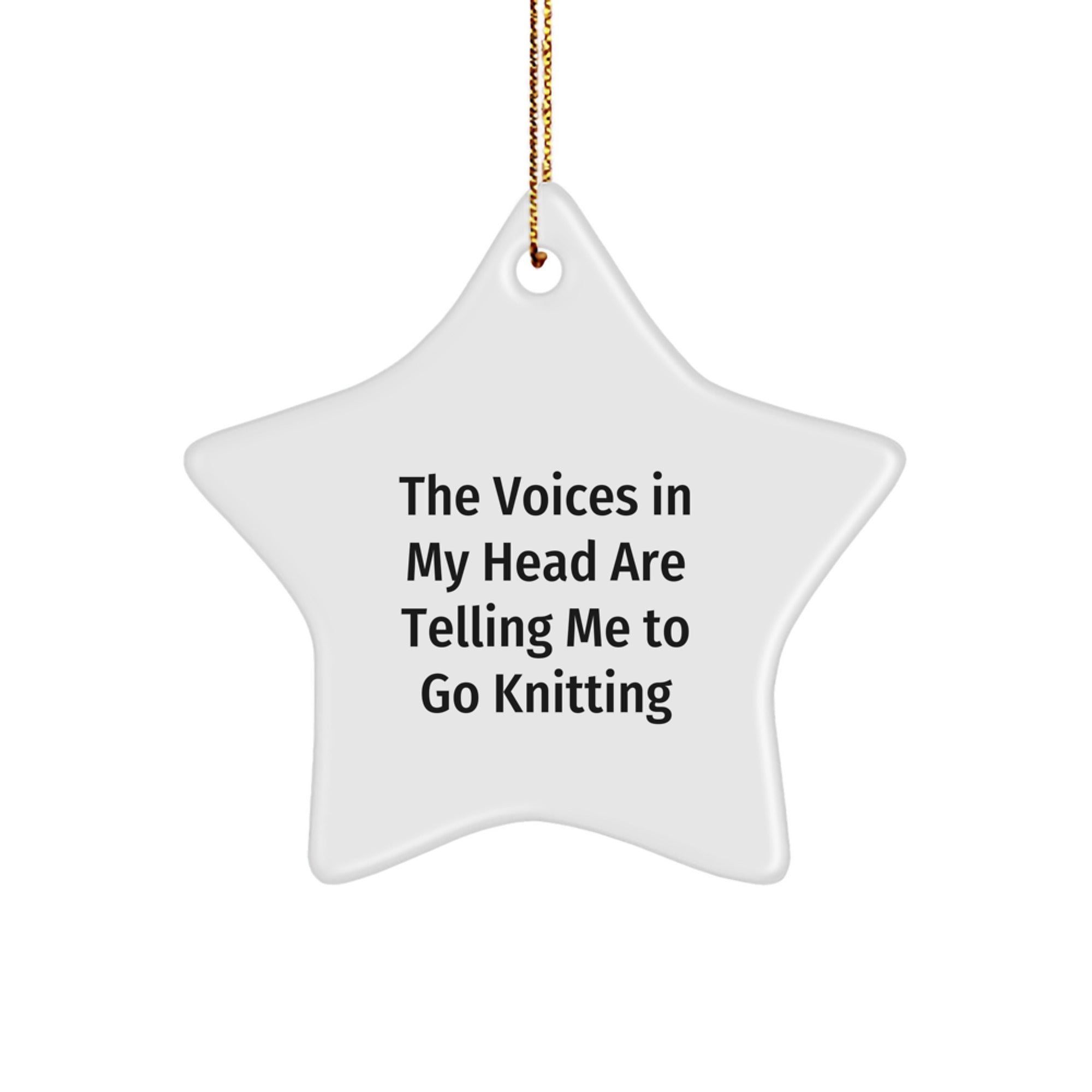 Knitting Star Ornament Gifts from Friends for Christmas, 'The Voices In My Head Are Telling Me To Go Knitting', Funny Knitting Gifts for Women, Men, Family, and Coworkers - Image 1