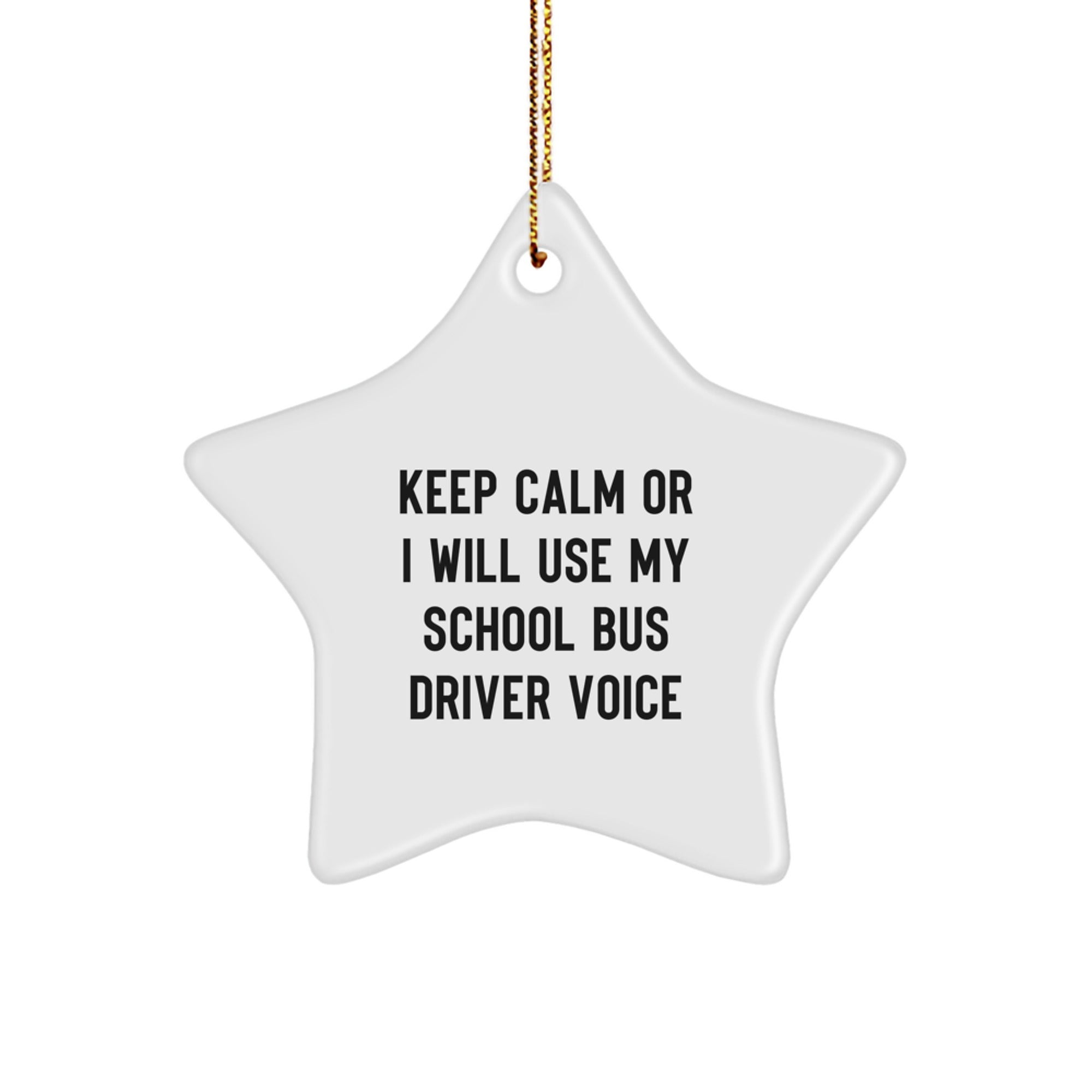 Funny Gifts from Family for School Bus Driver, Men, Women, Star Ornament, Christmas Unique Gifts, Keep Calm or I Will Use My School Bus Driver Voice - Image 1