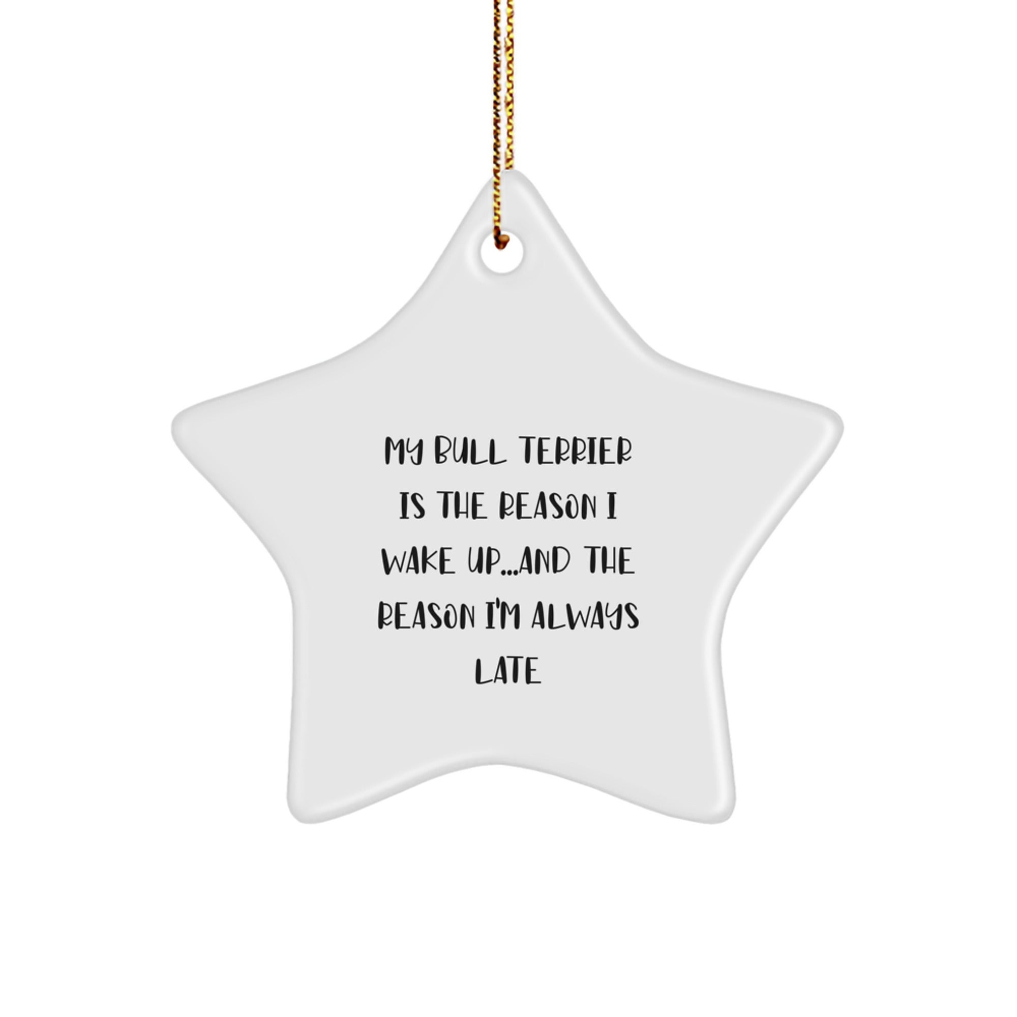 Funny Bull Terrier Dog Star Ornament Gifts from Family to Friends, My Bull Terrier Is The Reason I Wake Up...and The Reason I'm Always Late Christmas Unique Gifts - Image 1