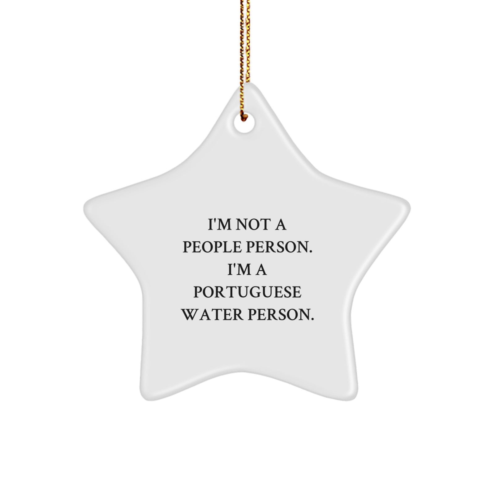 Portuguese Water Dog Star Ornament, Funny Quote Gifts from Men to Women for Friends, 'I'm Not A People Person. I'm A Portuguese Water Person.' Christmas Unique Gifts - Image 1
