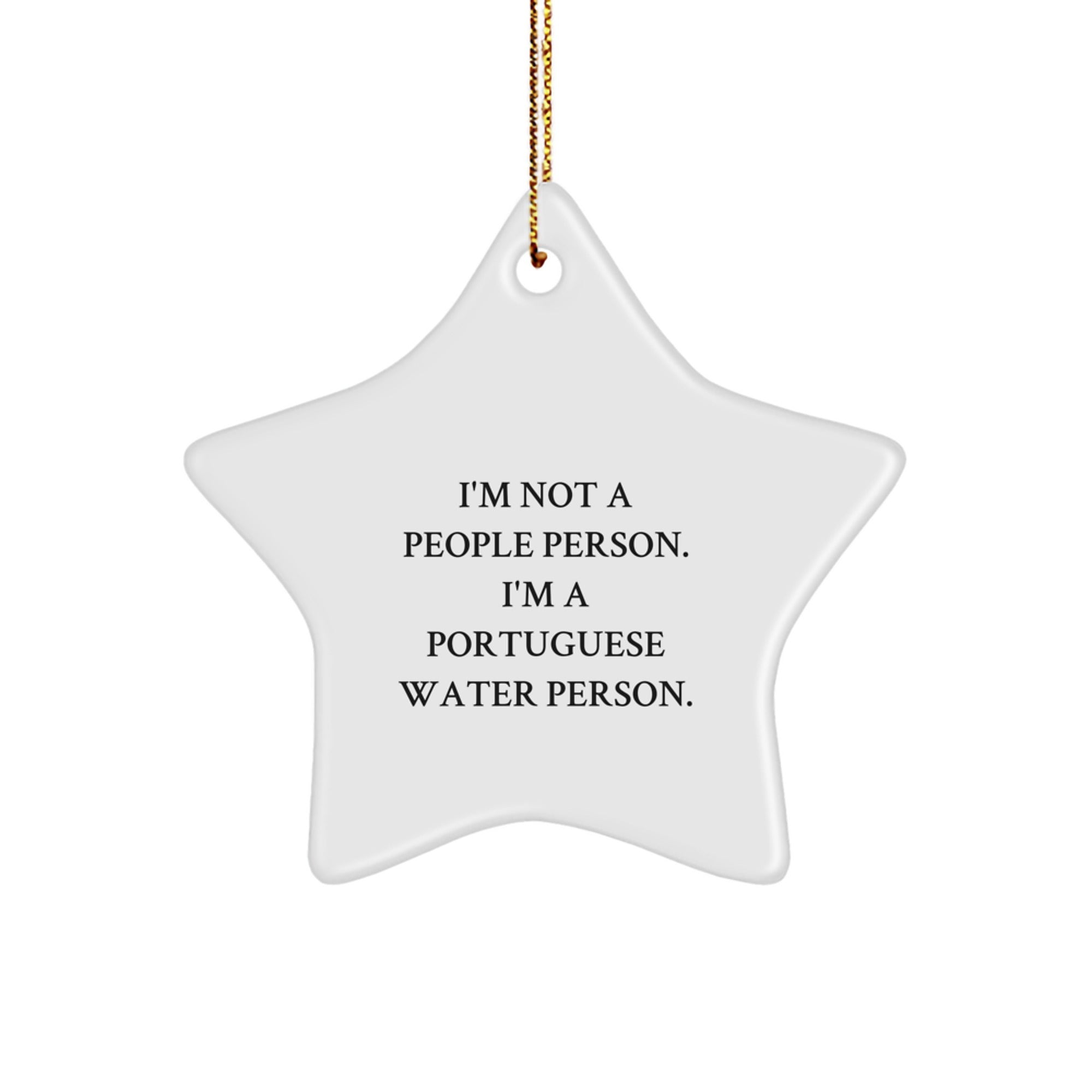 Portuguese Water Dog Star Ornament, Funny Quote Gifts from Men to Women for Friends, 'I'm Not A People Person. I'm A Portuguese Water Person.' Christmas Unique Gifts - Image 1