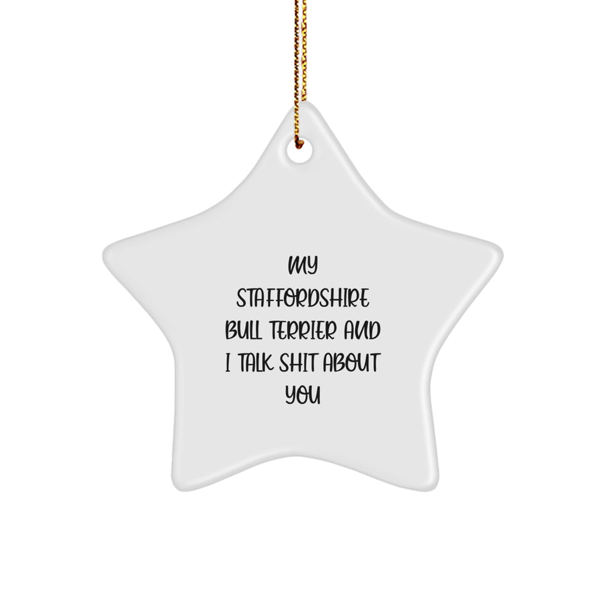 Christmas Gift for Her Staffordshire Bull Terrier Star Ornament Present - Image 1