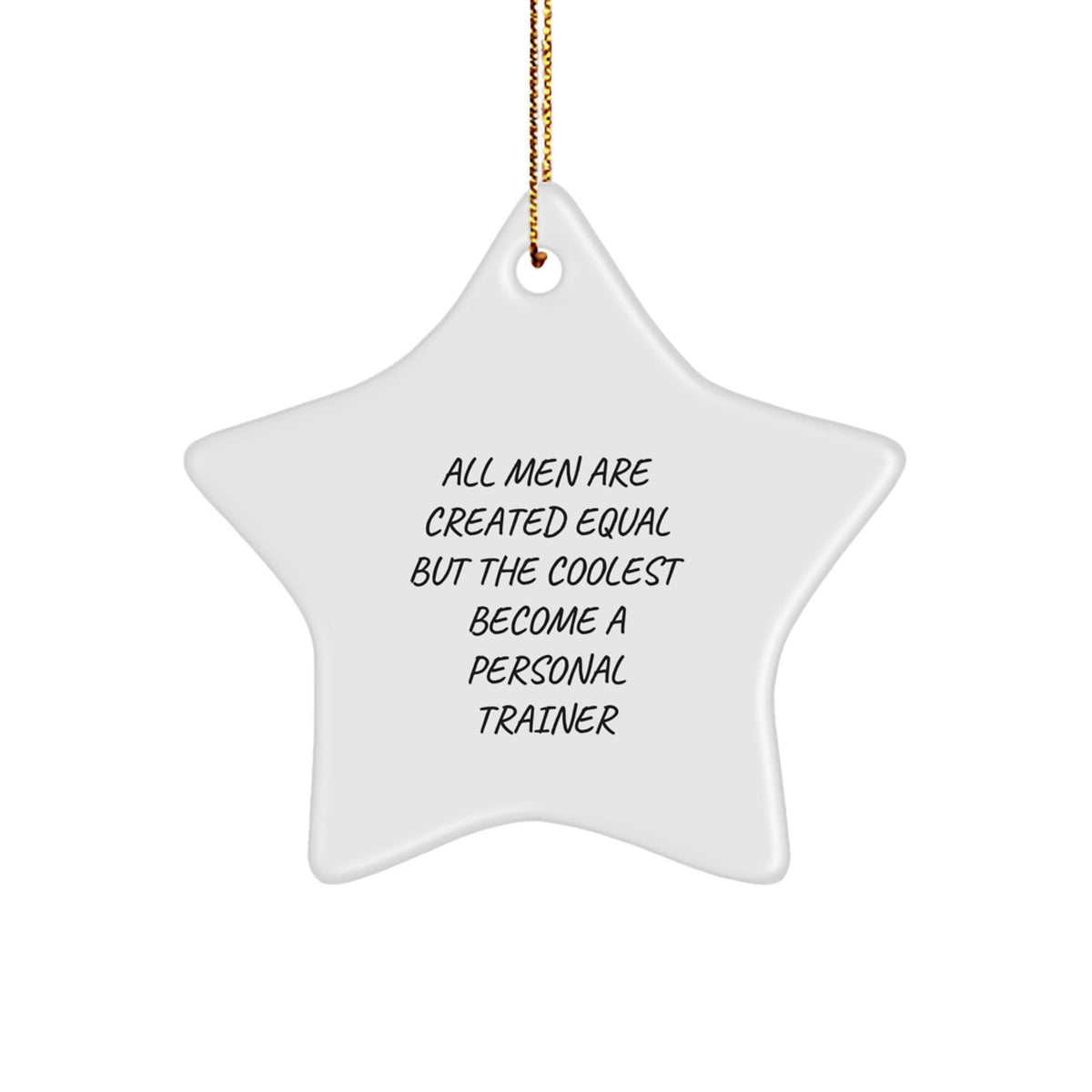 Funny Personal Trainer Gifts for Men - Star Ornament Quote &#39;All Men Are Created Equal But The Coolest Become A Personal Trainer&#39; - Unique Christmas Decorations - Image 1