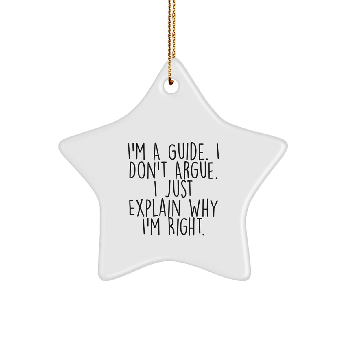 Funny Guide Star Ornament, Gifts from Friends for Guide Christmas Unique Gifts, I'm A Guide Don't Argue Explain Why I'm Right Star Shaped Decorations - Image 1