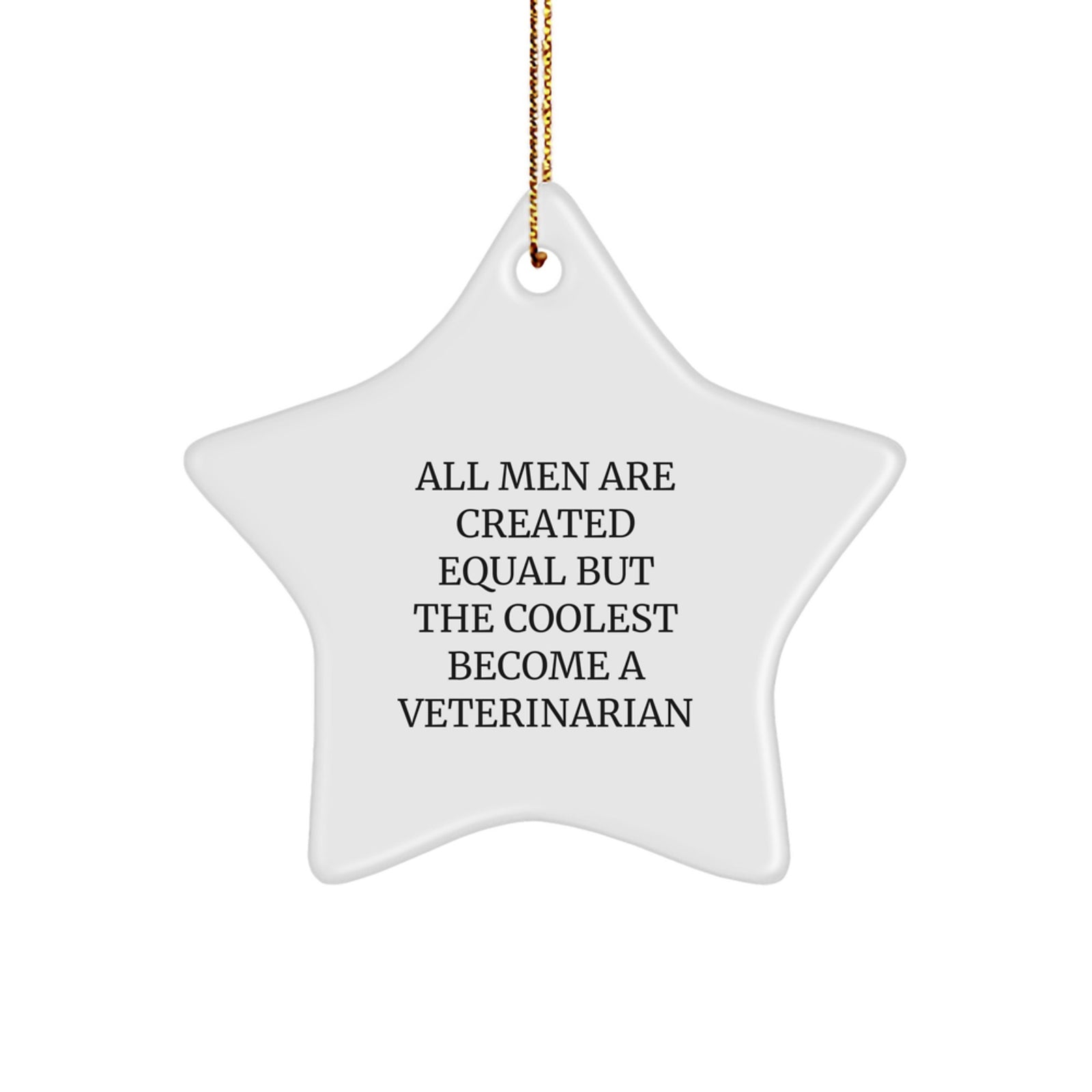 Funny Veterinarian Star Ornament Gifts from Men for Christmas Unique Decorations, 'All Men Are Created Equal But The Coolest Become A Veterinarian' Quote Star Shaped Decoration - Image 1