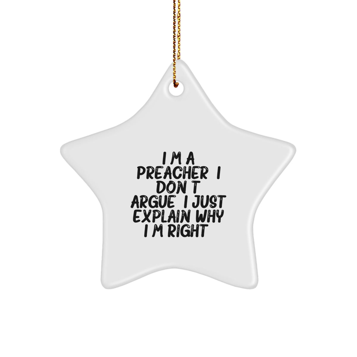 Preacher White Star Ornament for Kids Favorite Christmas Holiday Gift - Image 1