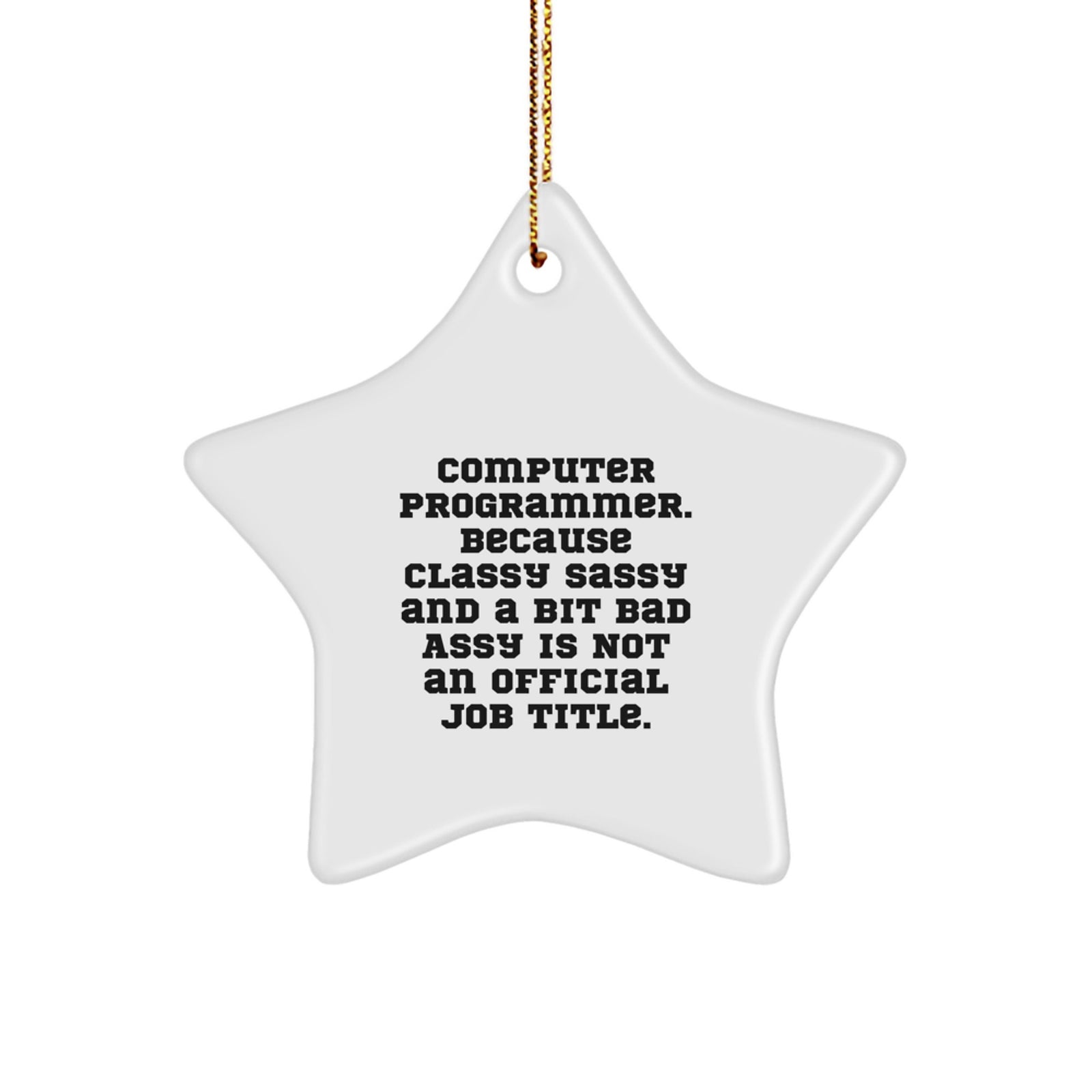 Funny Computer Programmer Gifts, Star Ornament for Men, Women, Friends, Coworkers, Family, Christmas Unique, Classy Sassy And A Bit Fearlessy Is Not An Official Job Title. - Image 1