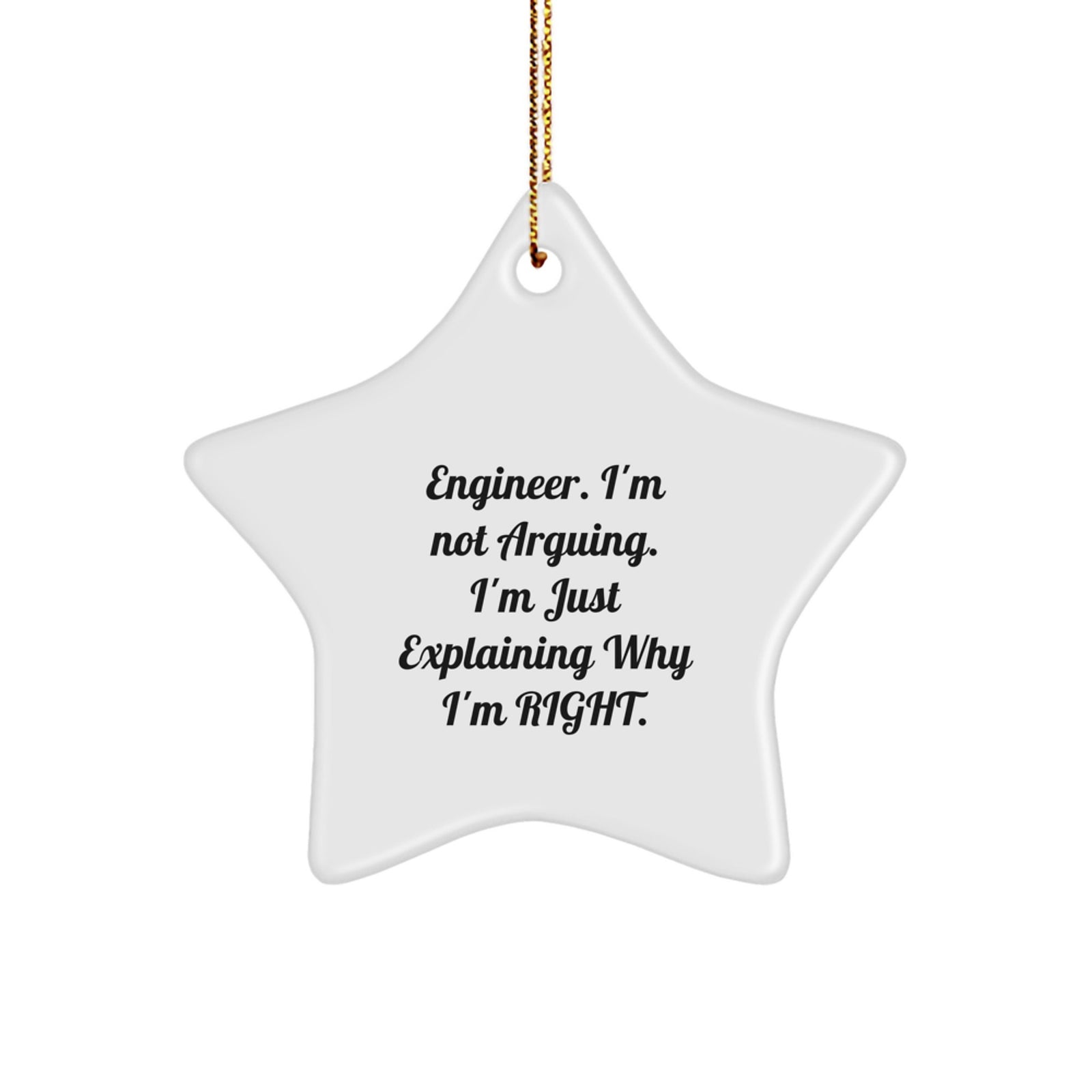 Funny Engineer Star Ornament, Gifts from Friends for Engineer, White Star Shaped Decor, Christmas Unique Presents for Him - Image 1