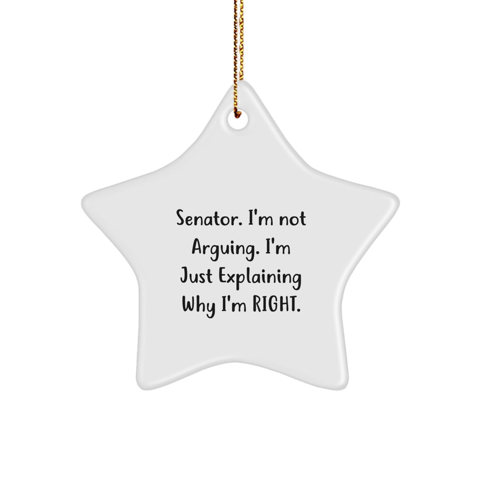 Senator Gifts Funny Star Ornament Christmas Decorations with Quote 'Senator, I'm Not Arguing. I'm Just Explaining Why I'm Right.' for Senator Friends Family Coworkers - Image 1