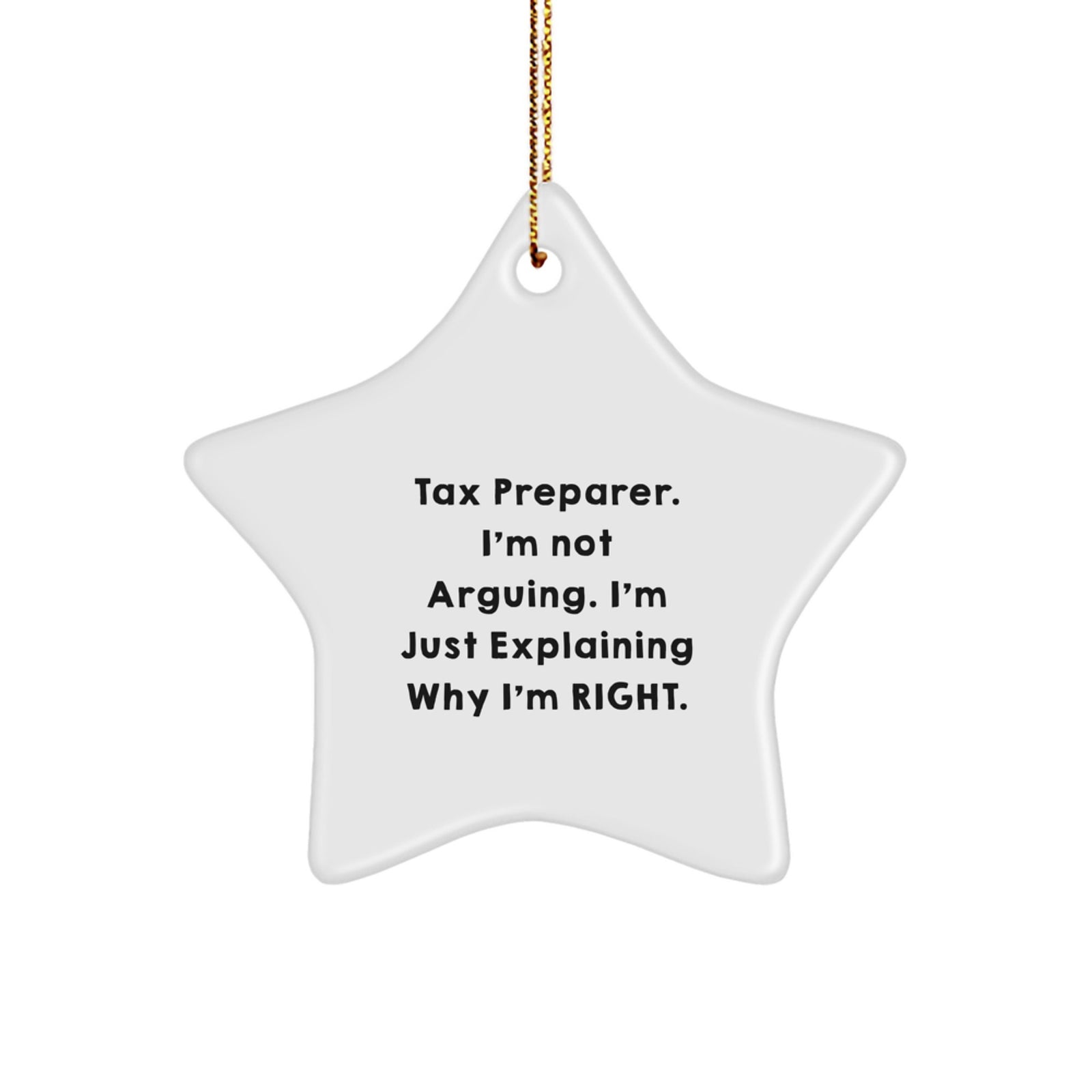 Funny Tax Preparer Gifts from Men, Women, Friends, Coworkers, Family - Star Ornament, Explaining Why I'm Right, Christmas Unique Gifts - Image 1