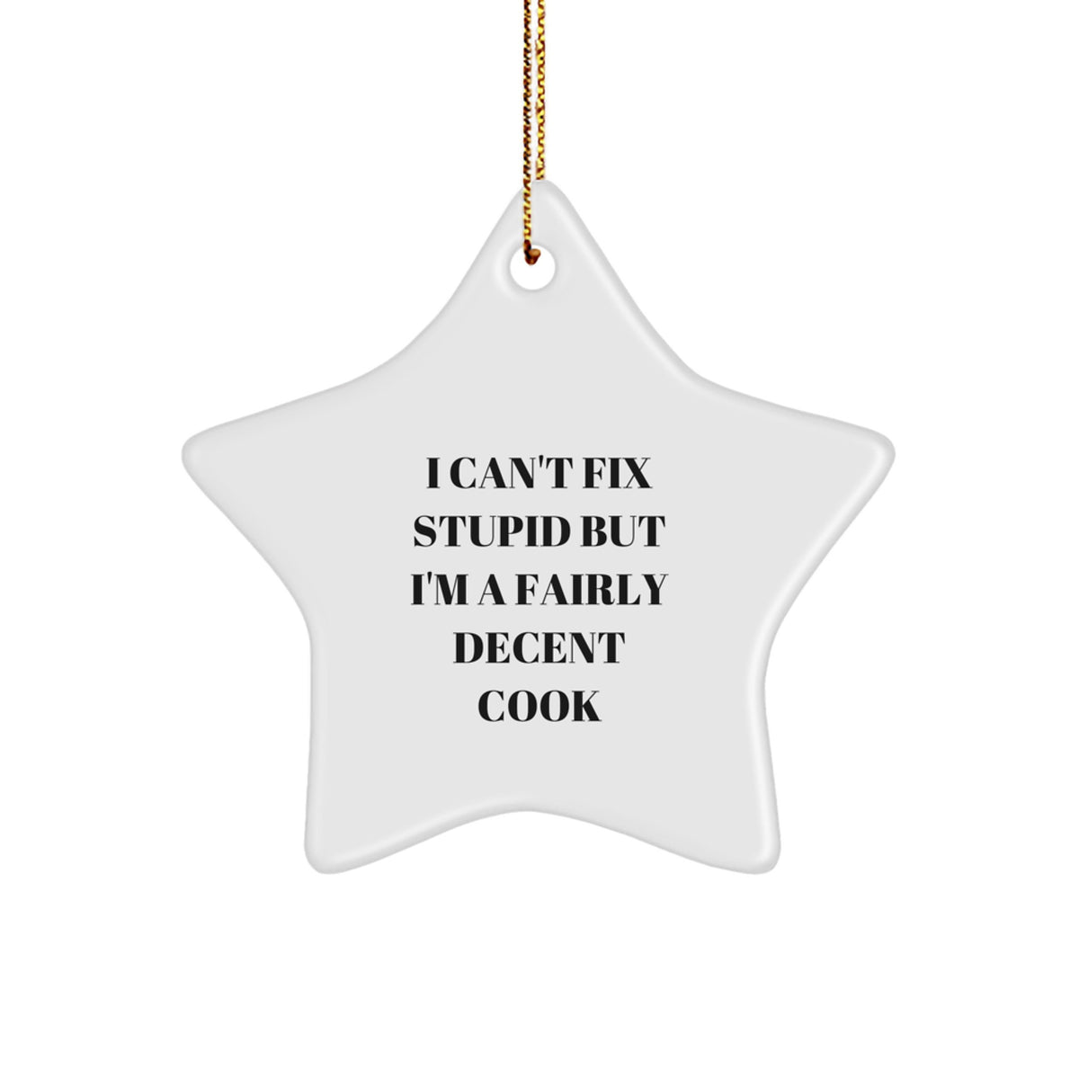 Funny Cook Christmas Unique Gifts from Men to Women Star Ornament I Can't Fix Stupid But I'm A Fairly Decent Cook - Image 1