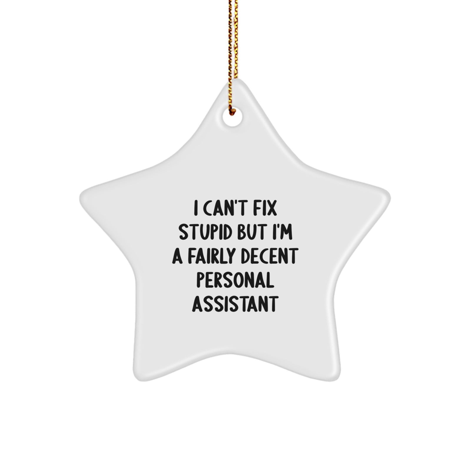 Funny Personal Assistant Gifts from Men to Women Star Ornament for Christmas Unique Decorations I 'Can't Fix Stupid But I'm A Fairly Decent Personal Assistant' - Image 1