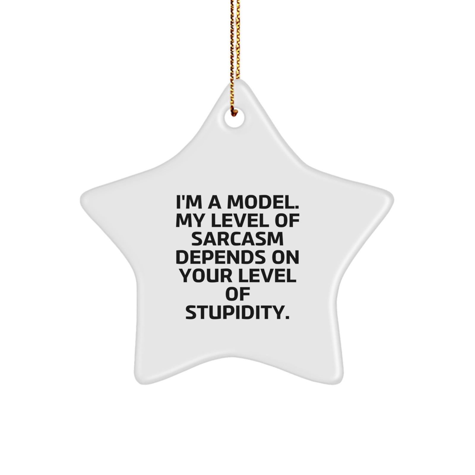 Funny Model Gifts from Friends or Family, Star Ornament for Model, 'I'm A Model My Level Of Sarcasm Depends On Your Level Of Stupidity' Christmas Unique Gifts - Image 1