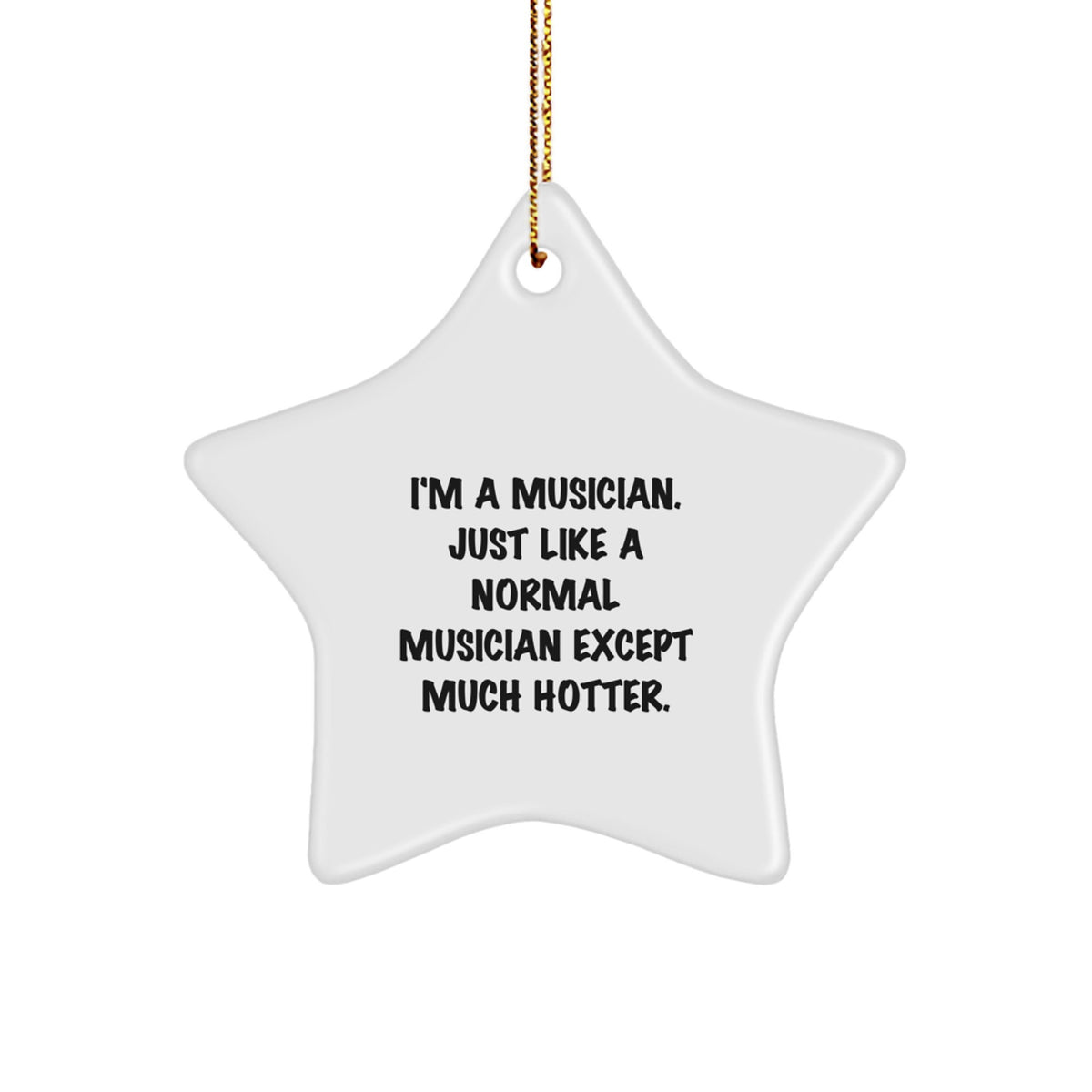 Funny Musician Gifts, Star Ornament for Friends, 'I'm A Musician. Just Like A Normal Musician Except Much Hotter.', Christmas Unique Gifts from Men to Musician - Image 1