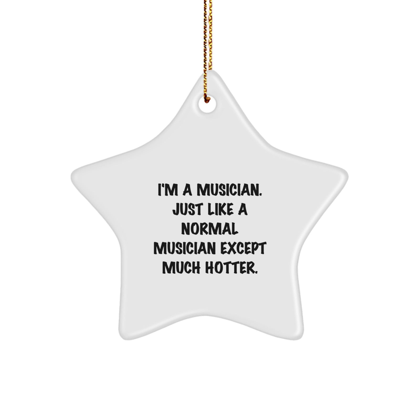 Funny Musician Gifts, Star Ornament for Friends, 'I'm A Musician. Just Like A Normal Musician Except Much Hotter.', Christmas Unique Gifts from Men to Musician - Image 1