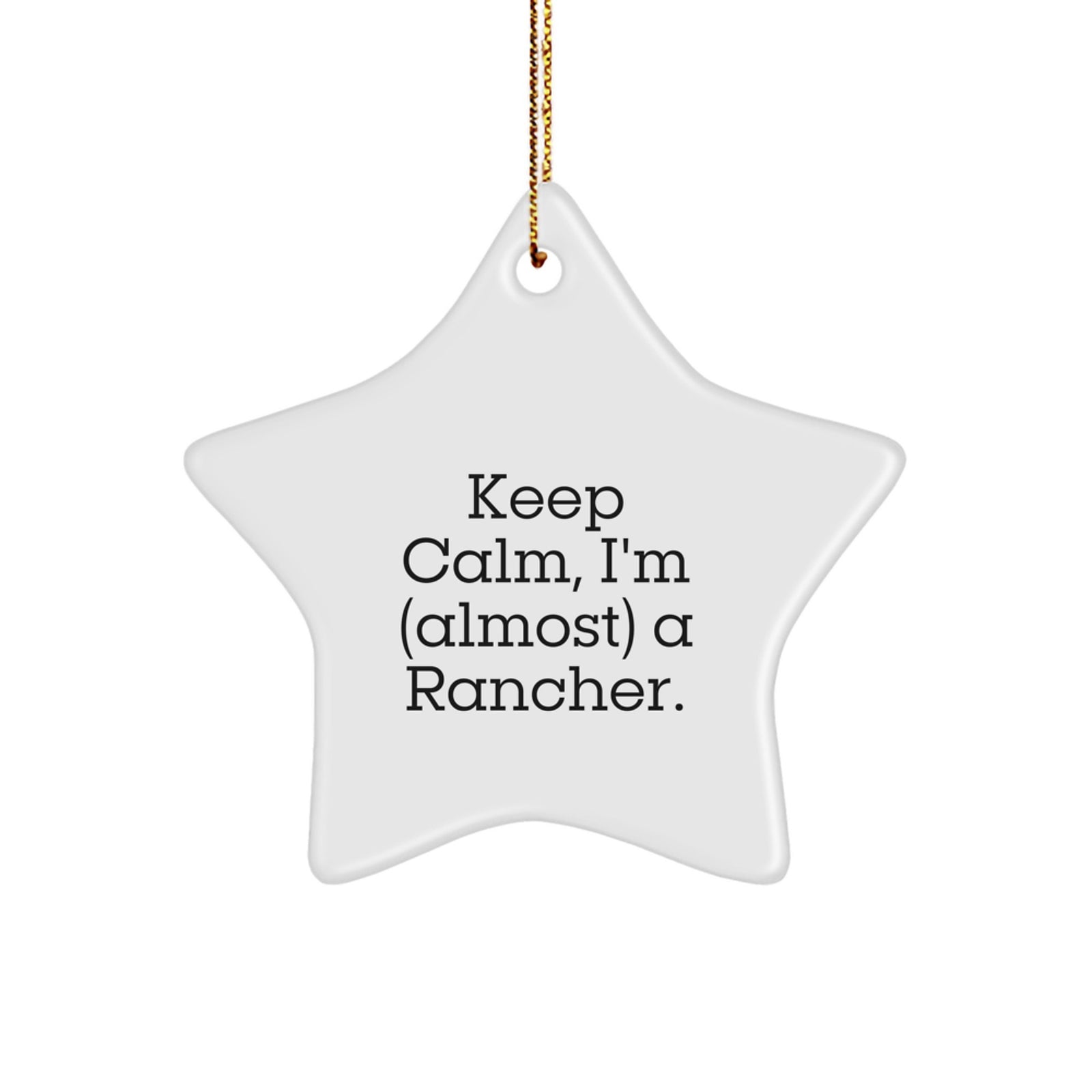 Funny Rancher Christmas Unique Gifts from Family for Friends Star Ornament, Keep Calm I'm (almost) A Rancher Gifts for Rancher - Image 1