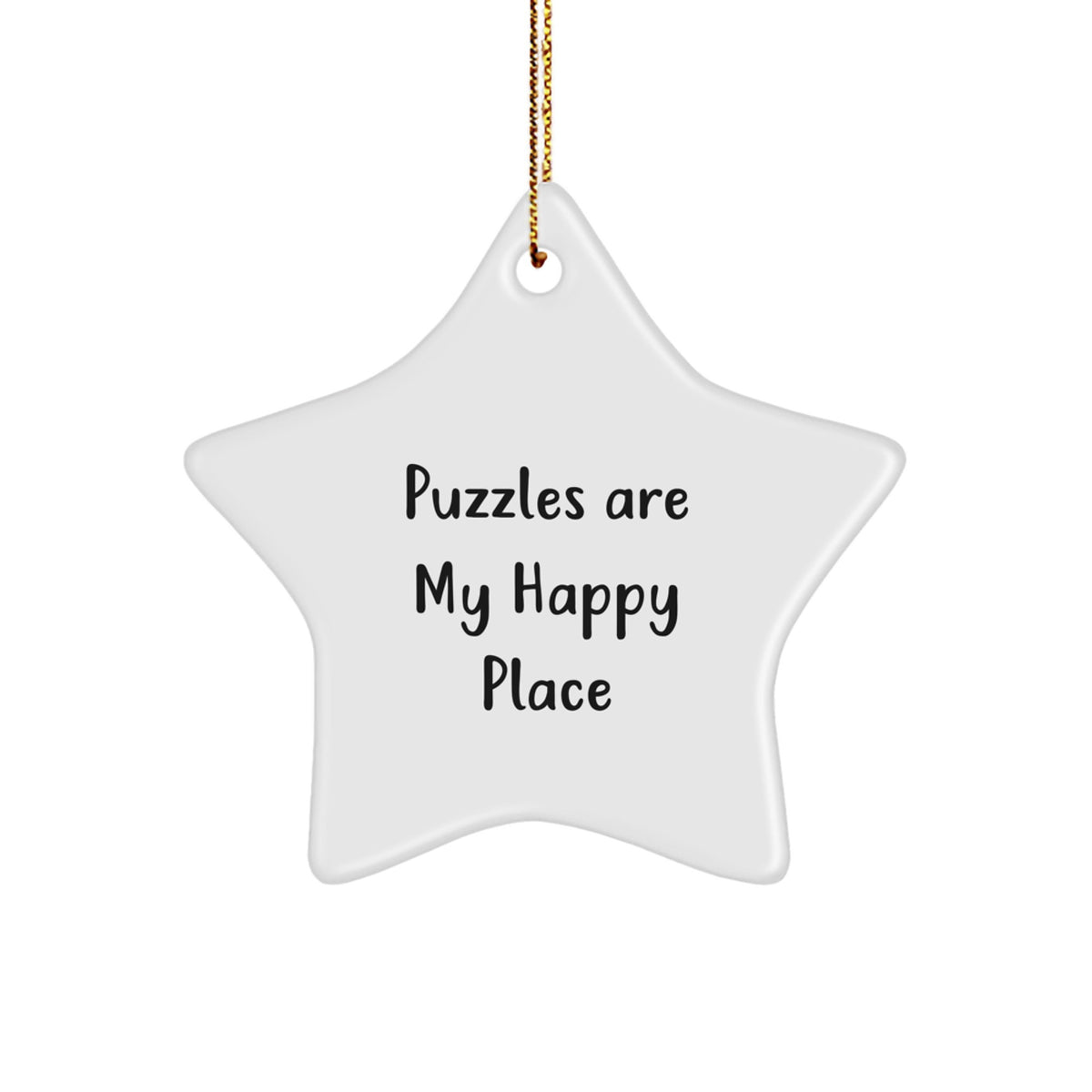 Funny Puzzles Gifts for Men Women Friends Coworkers Family - Christmas Unique Star Ornament with 'Puzzles Are My Happy Place' Quote - Image 1