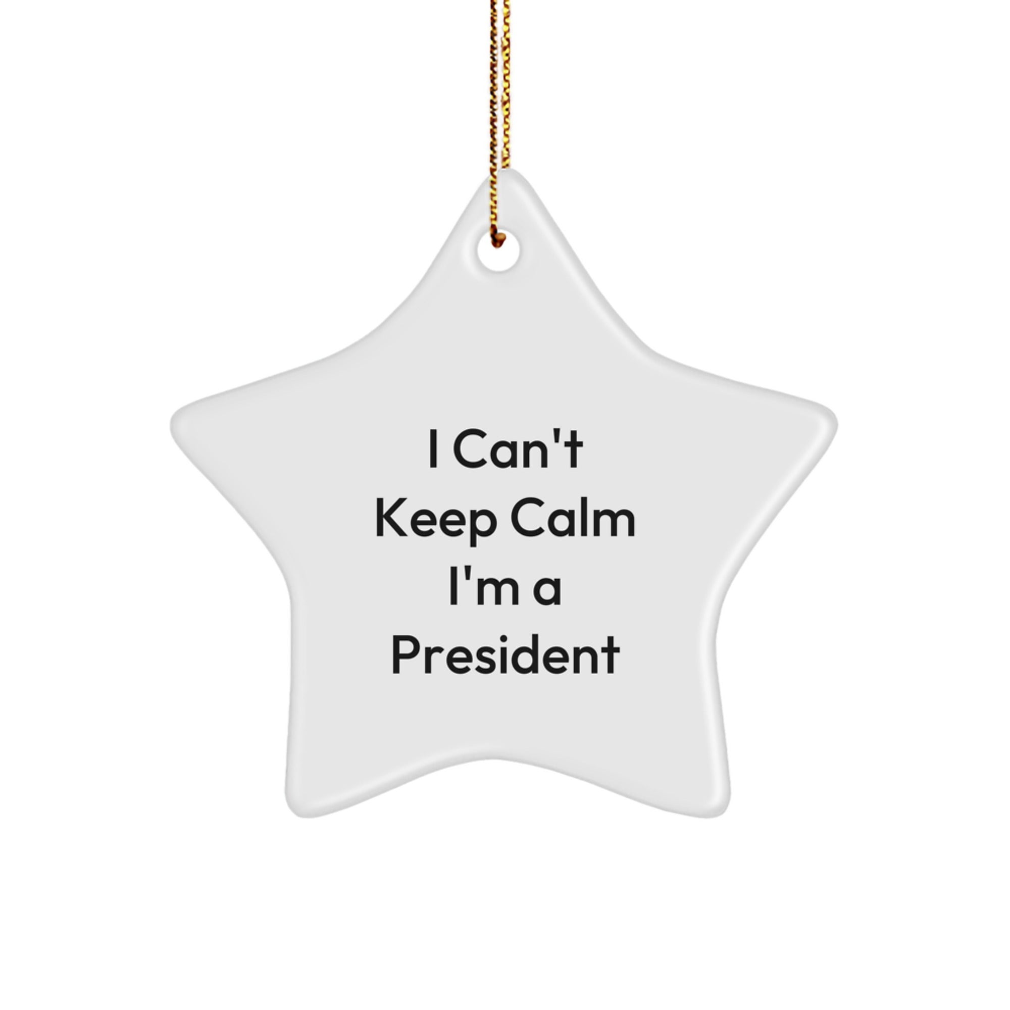Funny President Gifts I Can't Keep Calm I'm A President Star Ornament for President, Men, Family, Friends, and Coworkers, Christmas Unique Gifts from Men, Women, Friends, and Family - Image 1
