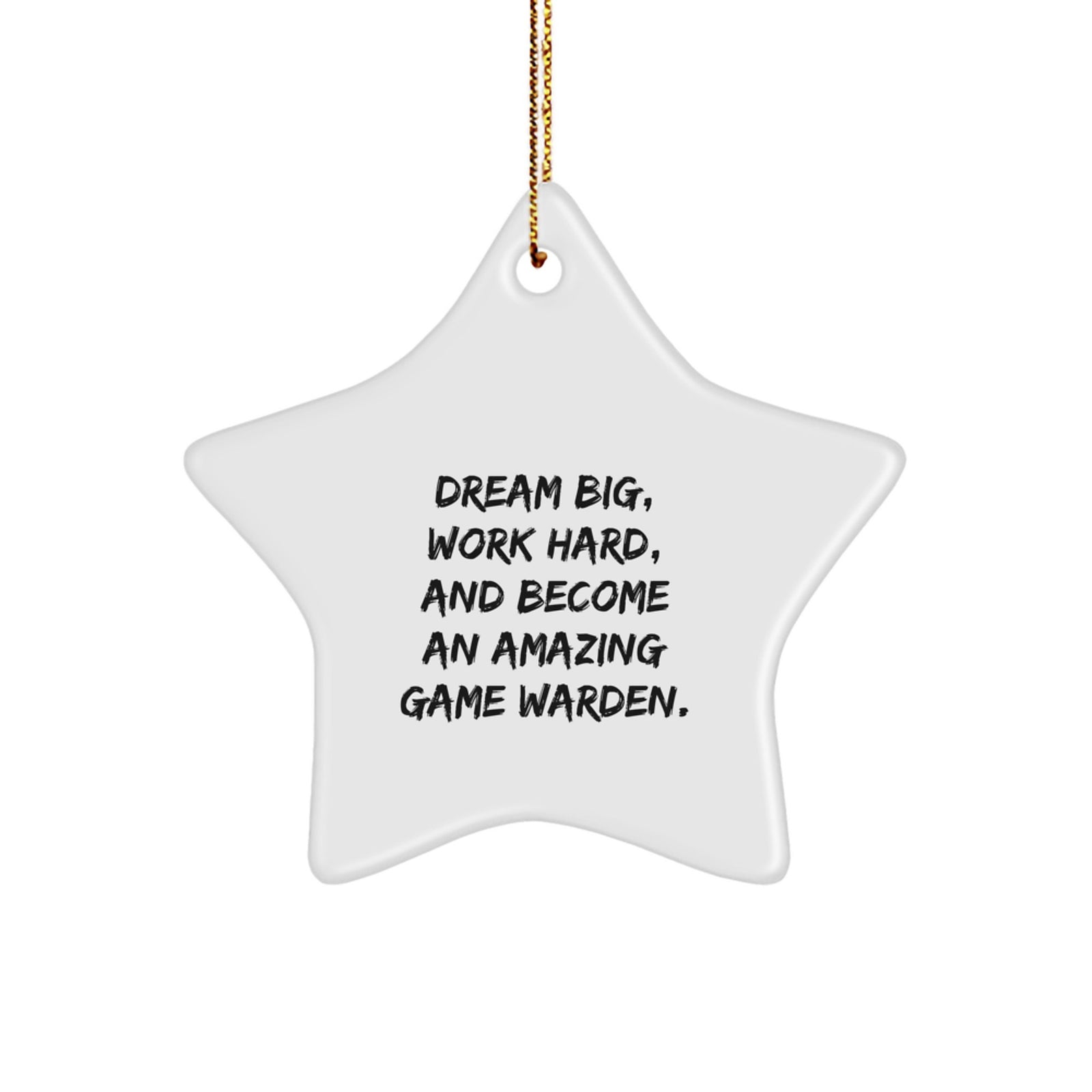 Funny Game Warden Star Ornament Gifts from Friends for Game Wardens - Dream Big Work Hard - Star Shaped White MDF Christmas Decorations - Image 1