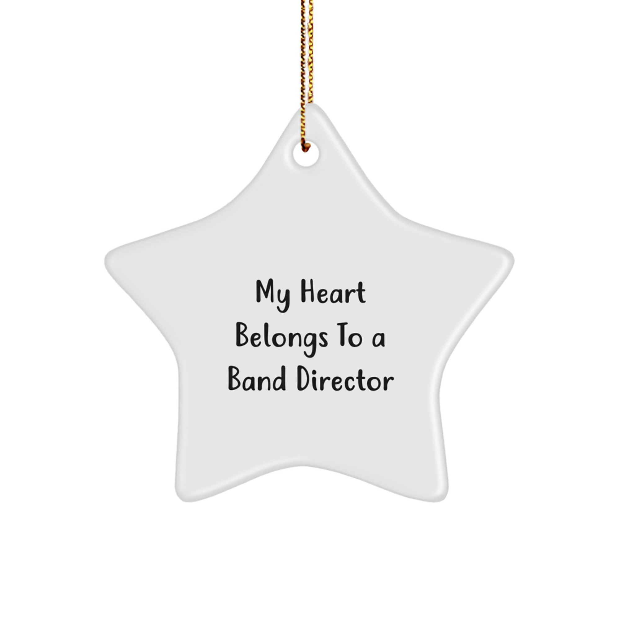 Funny Band Director Gifts from Men to Women Star Ornament for Christmas Unique Presents with My Heart Belongs To A Band Director Quote - Image 1