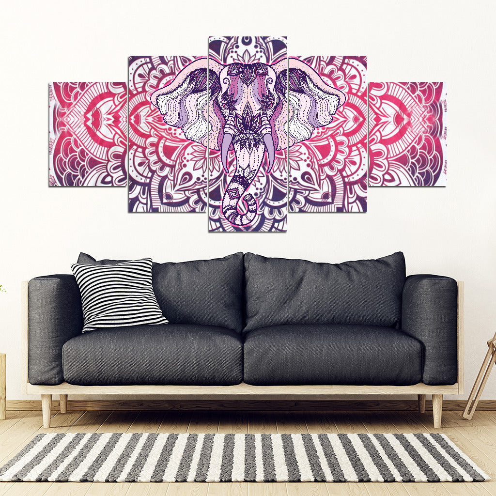 Elephant Mandala 5 Piece Framed Canvas Art
