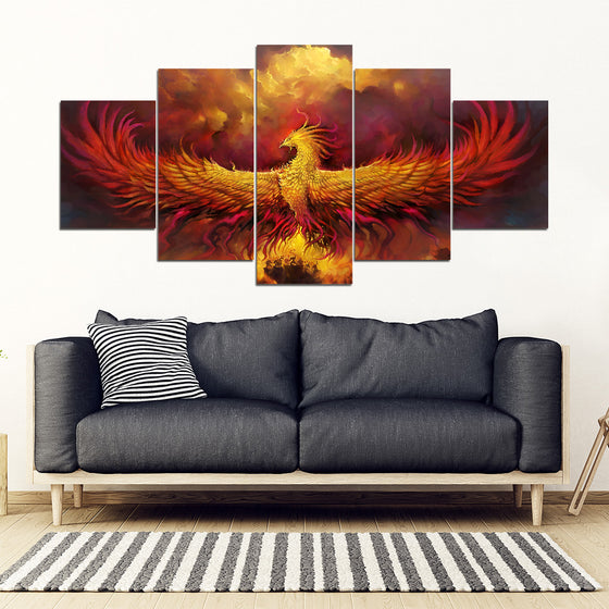 Phoenix Fire 5 Piece Framed Canvas