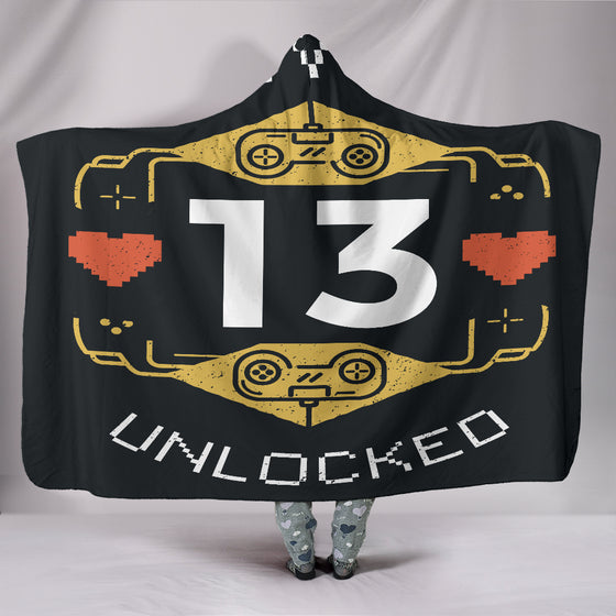 Level 13 Unlocked Gamer Hooded Blanket