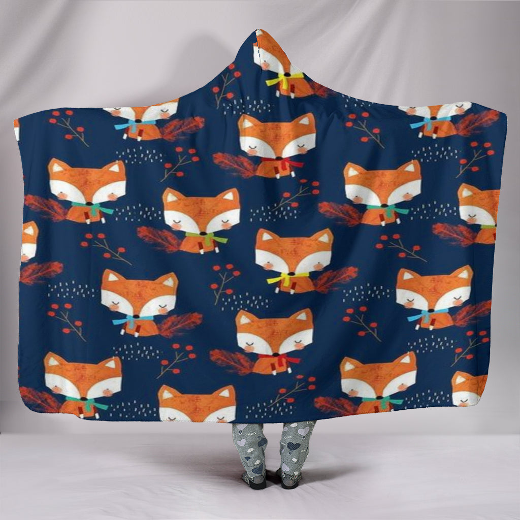 Cute Foxes Hooded Blanket