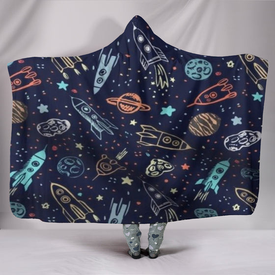 Chalkboard Outer Space Hooded Blanket