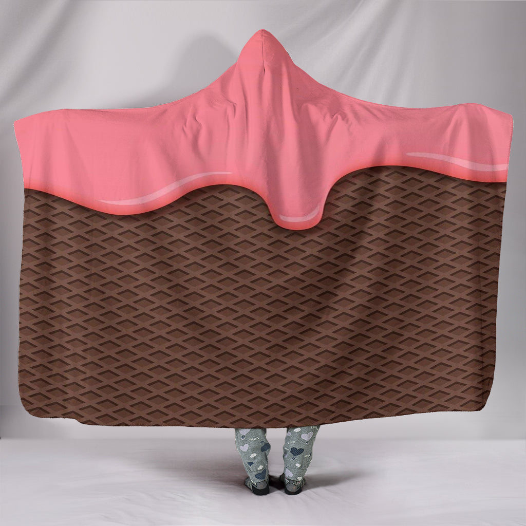 Strawberry Ice Cream Hooded Blanket