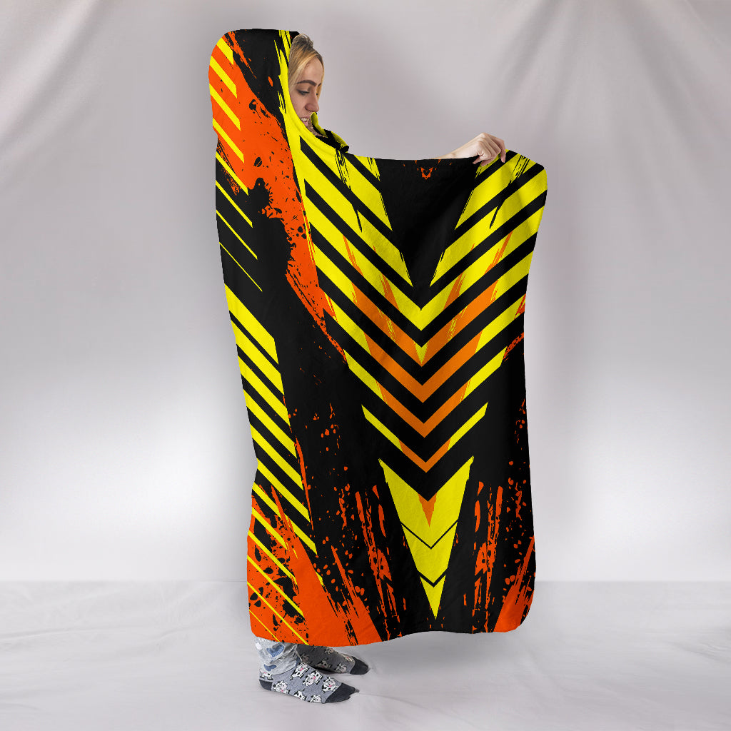 Racing Style Wild Orange & Yellow Stripes Vibes Hooded Blanket