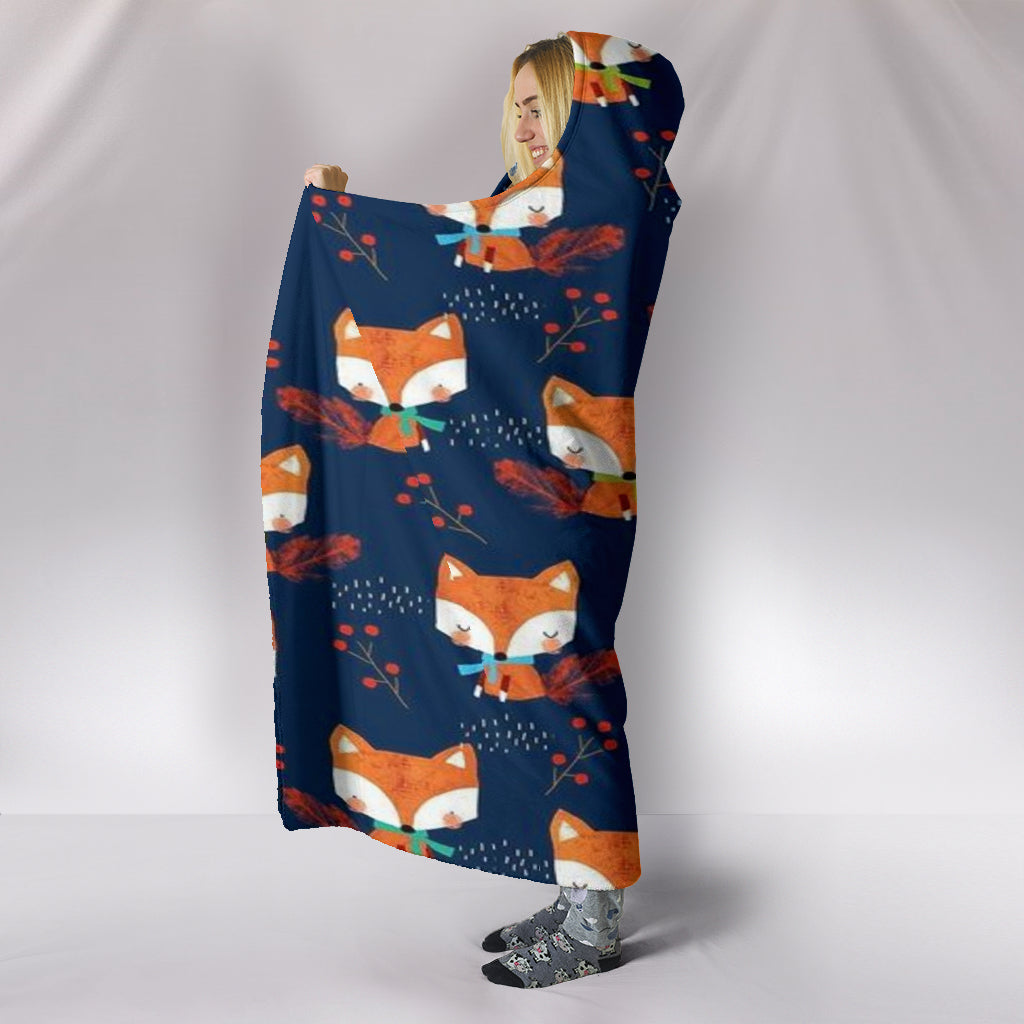 Cute Foxes Hooded Blanket