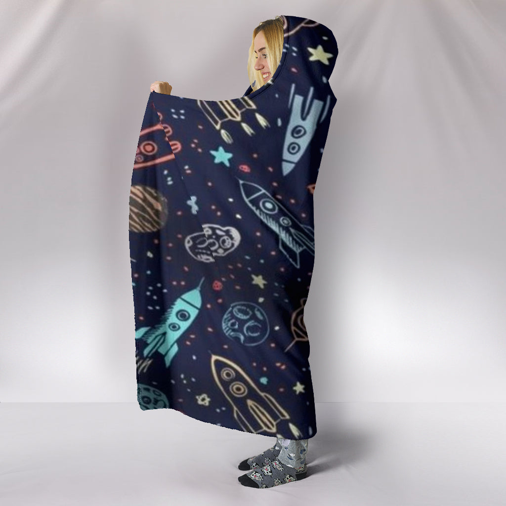 Chalkboard Outer Space Hooded Blanket